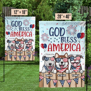 God Bless Our America - 4th Of July Decoration - Personalized Dog Flag.