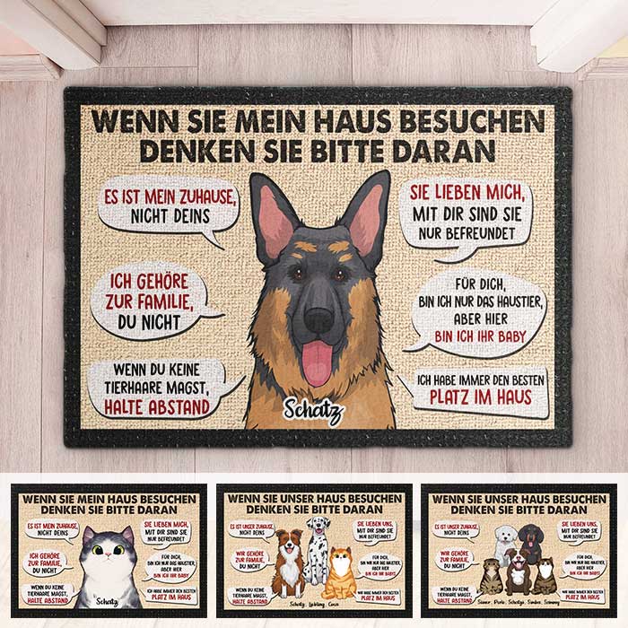 Wenn Sie Mein/Unser Haus Besuchen, Denken Sie Bitte Daran - Personalized Decorative Mat German.