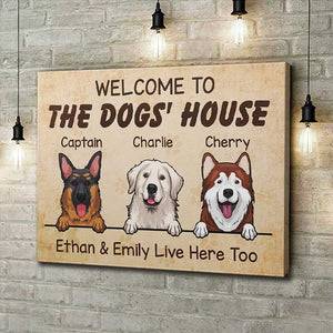 Welcome To The Dogs Home My Humans Live Here Too - Personalized Horizontal Canvas.