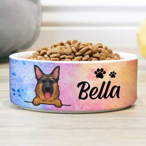 Galaxy Watercolor, Gift For Dog Lovers - Personalized Custom Dog Bowls.