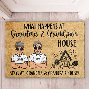 What Happens At Grandma & Grandpa's House - Personalized Decorative Mat.