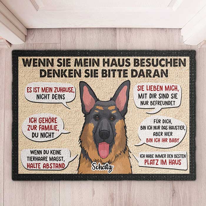 Wenn Sie Mein/Unser Haus Besuchen, Denken Sie Bitte Daran - Personalized Decorative Mat German.
