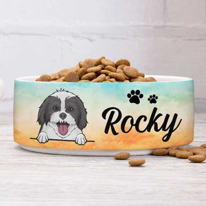 Beach Watercolor, Gift For Dog Lovers - Personalized Custom Dog Bowls.