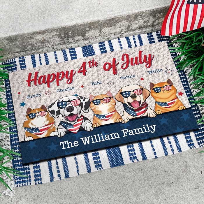Happy Independence Day - 4th Of July Funny Personalized Pet Decorative Mat (Cat & Dog).