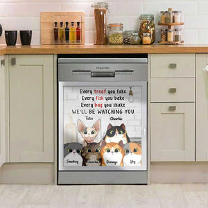 We'll Be Watching You - Cats In The Kitchen - Personalized Dishwasher Cover.