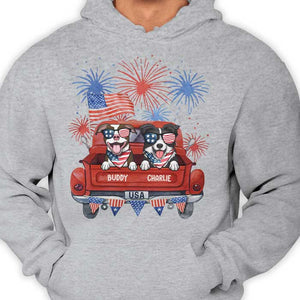 Independence Day Fireworks Dogs - Gift For 4th Of July - Personalized Unisex T-Shirt.