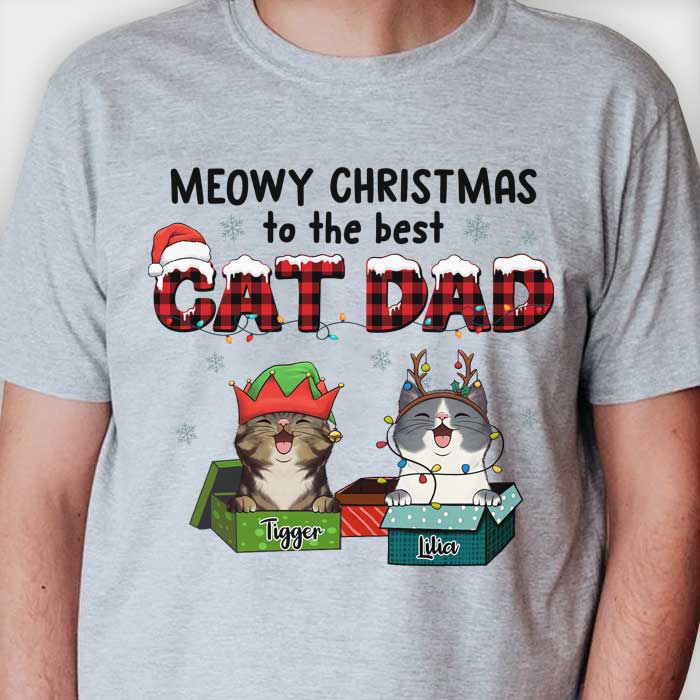 Meowy Christmas To The Best Cat Mom - Personalized Unisex T-Shirt, Hoodie, Sweatshirt.