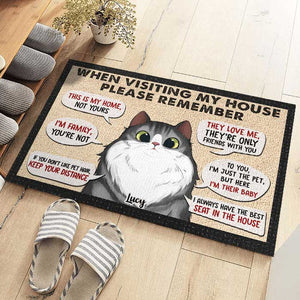 Remember When Visiting Our House - Personalized Decorative Mat.