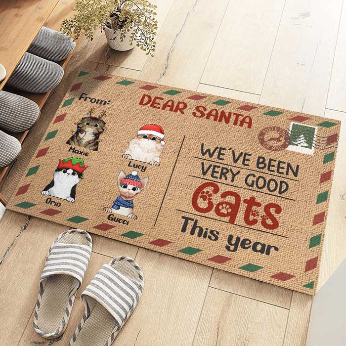 Dear Santa We've Been Very Good Cats - Personalized Decorative Mat.