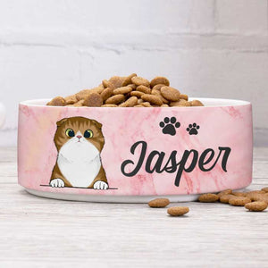 Pink White Green Blue, Gift For Cat Lovers - Personalized Custom Cat Bowls.