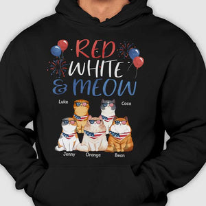 Red White & Meow - Gift For 4th Of July - Personalized Unisex T-Shirt.