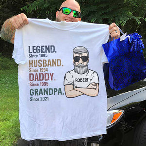 Legend Husband Daddy Grandpa - Personalized Unisex T-Shirt - Gift For Grandpa.