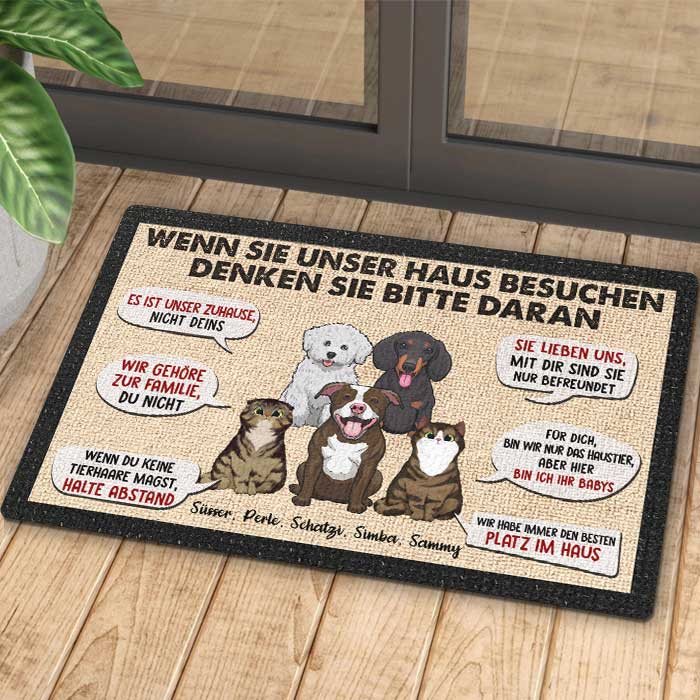 Wenn Sie Mein/Unser Haus Besuchen, Denken Sie Bitte Daran - Personalized Decorative Mat German.