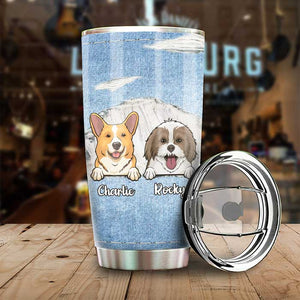 Dog Mom Jeans Texture - Personalized Tumbler.