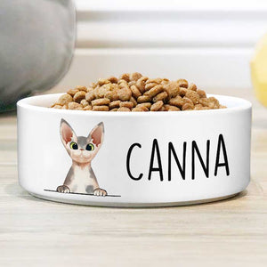 Solid Color, Gift For Cat Lovers - Personalized Custom Cat Bowls.