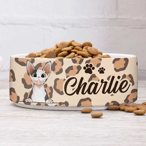 Cheetah Skin, Gift For Cat Lovers - Personalized Custom Cat Bowls.