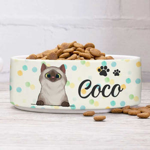 Colorful Dot, Gift For Cat Lovers - Personalized Custom Cat Bowls.