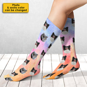 Colorful Galaxy - Upload Image, Gift For Pet Lovers - Personalized Socks.