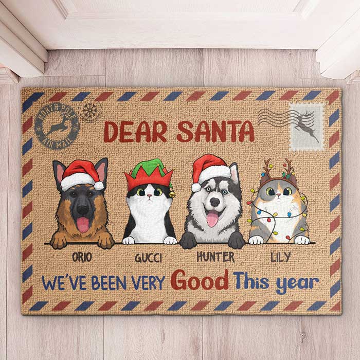 Letter To Santa - Dear Santa, We've Been Very Good This Year - Personalized Decorative Mat.