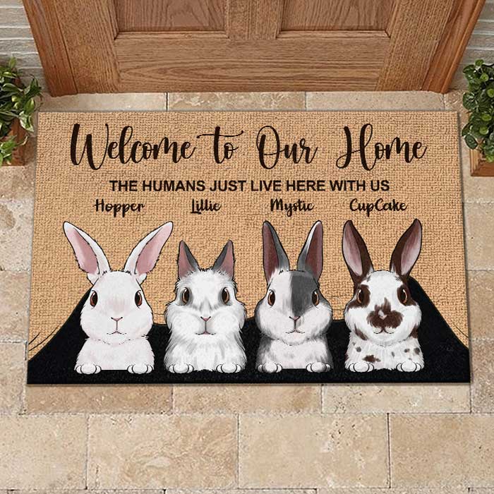 Welcome To The Rabbit House - Personalized Decorative Mat.
