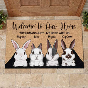 Welcome To The Rabbit House - Personalized Decorative Mat.