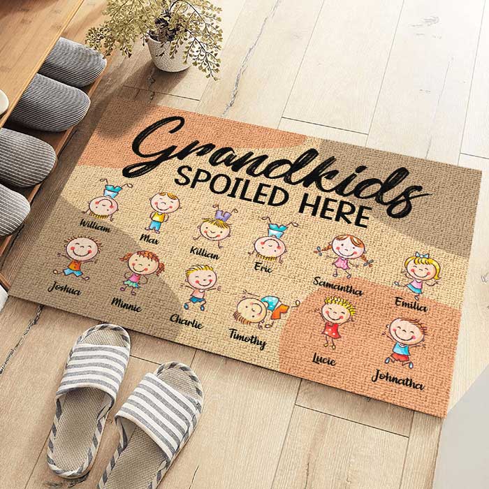 Grandkids Spoiled Here - Personalized Decorative Mat.