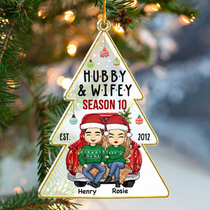 Hubby & Wifey Still Counting Season - Couple Personalized Custom Ornament - Acrylic Tree Shaped - Christmas Gift For Husband Wife, Anniversary
