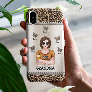 Grandma With Butterfly Grandkids - Gift For Mom, Grandma - Personalized Phone Case