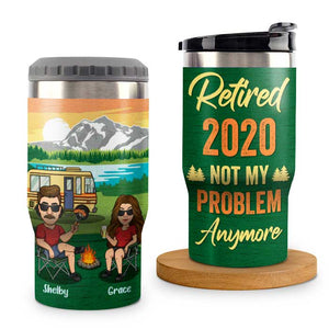 Working Full Time Spoiling My Wife - Personalized Can Cooler - Gift For Couples, Gift For Camping Lovers