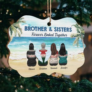 Brothers & Sisters Forever Linked Together - Personalized Custom Benelux Shaped Wood Christmas Ornament - Gift For Siblings, Christmas Gift