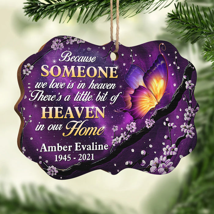 There's A Little Bit Of Heaven In Our Home - Memorial Personalized Custom Ornament - Wood Benelux Shaped - Sympathy Gift, Christmas Gift For Family
