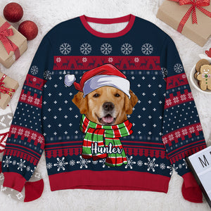 Have A Fetching Christmas - Dog & Cat Personalized Custom Ugly Sweatshirt - Unisex Wool Jumper - Upload Image, Christmas Gift For Pet Owners, Pet Lovers