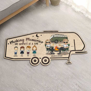 Making Memories One Campsite - Personalized Shaped Decorative Mat - Gift For Couples, Gift For Camping Lovers