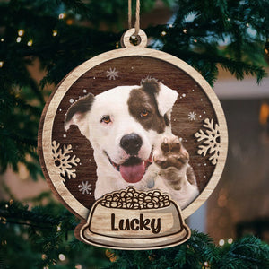 Woof You A Merry Christmas - Personalized Custom Snow Globe Shaped Wood Photo Christmas Ornament - Upload Image, Gift For Pet Lovers, Christmas Gift