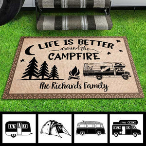 Life Is Better Around The Campfire - Personalized Decorative Mat.