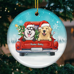 Wishing You Loads Of Holiday Cheer - Personalized Custom Round Shaped Ceramic Christmas Ornament - Gift For Pet Lovers, Christmas Gift