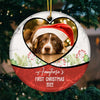 Puppy First Christmas - Personalized Custom Round Shaped Ceramic Christmas Ornament - Upload Image, Gift For Pet Lovers, Christmas Gift