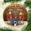 Our First Christmas As Mr. & Mrs. - Personalized Custom Round Shaped Ceramic Christmas Ornament - Gift For Couple, Husband Wife, Anniversary, Engagement, Wedding, Marriage Gift, Christmas Gift