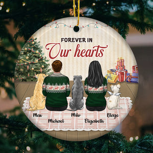 Forever In Our Hearts Forever Loved - Personalized Custom Round Shaped Ceramic Christmas Ornament - Memorial Gift, Sympathy Gift, Christmas Gift