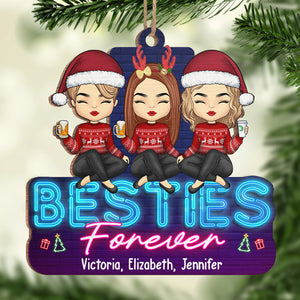 Bestie Forever & Always - Bestie Personalized Custom Ornament - Wood Unique Shaped - Christmas Gift For Best Friends, BFF, Sisters