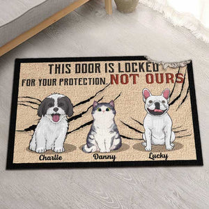 This Door Is Locked For Your Protection - Personalized Shaped Decorative Mat - Gift For Pet Lovers, Pet Owners, Pet Gift