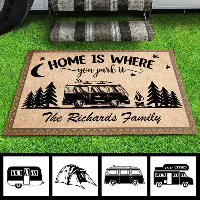 Home Is Where You Park It - Personalized Decorative Mat.