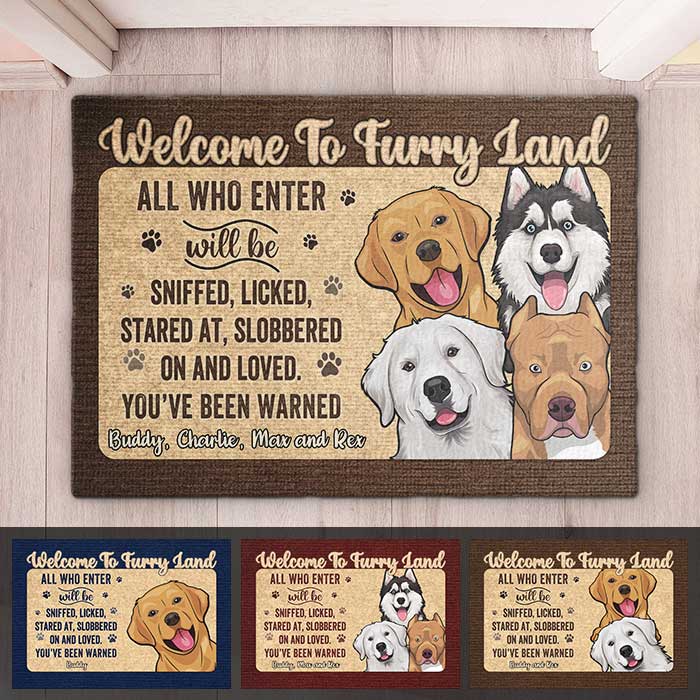 Welcome To Furry Land You’ve Been Warned - Personalized Decorative Mat - Gift For Dog Lovers, Dog Owners, Dog Gift, Gift For Pet Lovers