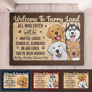 Welcome To Furry Land You’ve Been Warned - Personalized Decorative Mat - Gift For Dog Lovers, Dog Owners, Dog Gift, Gift For Pet Lovers