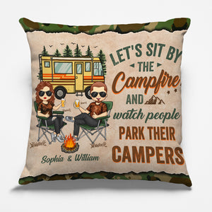 Let's Sit By The Campfire - Gift For Camping Couples, Personalized Pillow (Insert Included)
