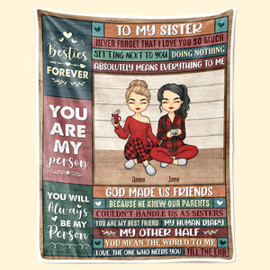 You Mean The World To Me - Bestie Personalized Custom Blanket - Christmas Gift For Best Friends, BFF, Sisters