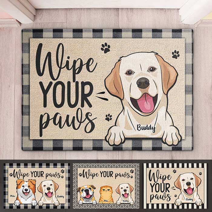 Wipe Your Paws - Personalized Decorative Mat - Gift For Pet Lovers, Pet Owners, Pet Gift