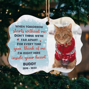 Don't Think We're Far Apart - Personalized Custom Benelux Shaped Wood Photo Christmas Ornament - Upload Image, Memorial Gift, Sympathy Gift, Christmas Gift