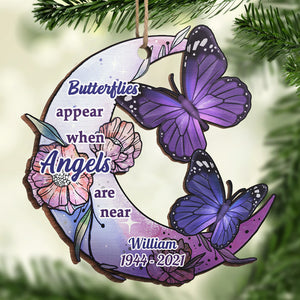 Butterflies Appear When Angels Are Near - Personalized Custom Wood Shaped Christmas Ornament - Memorial Gift, Sympathy Gift, Christmas Gift