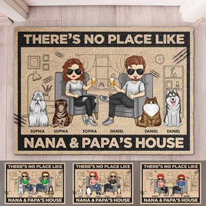 There's No Place Like Nana & Papa's House - Gift For Couples, Husband Wife, Personalized Decorative Mat